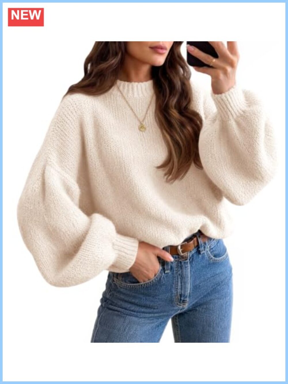 Saodimallsu Women's Crew Neck Fall Sweater Slouchy Soft Knit Pullover